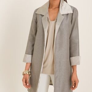 NWT Chico's Topper Shantung Long Sleeve Jacket Pewter